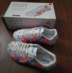 Franklin Competition Soccer Cleats - White with Blue and Orange Various Sizes